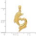14K Yellow Gold Diamond-cut Satin & Polished Dolphins Heart Pendant - (A87-218)