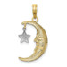 10K Two-tone Gold Half Moon With Star Moveable Charm Pendant - (A88-789) 10K Two-tone Gold Half Moon With Star Moveable Charm Pendant - (A88-789)