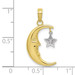 10K Two-tone Gold Half Moon With Star Moveable Charm Pendant - (A88-789) 10K Two-tone Gold Half Moon With Star Moveable Charm Pendant - (A88-789)