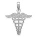 14k White Gold Cadudeus Charm Pendant - (A90-940)
