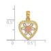 14K Two-Tone Gold Heart With Flower Inside Charm Pendant - (A93-877)