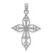 14K White Gold Beaded Cross Charm Pendant - (A94-184) 14K White Gold Beaded Cross Charm Pendant - (A94-184)