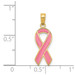 14K Yellow Gold Pink Enameled Awareness Ribbon Pendant - (B11-865)