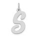 14K White Gold Large Script Initial Letter S Charm Pendant - (B13-136)