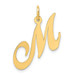 14K Yellow Gold Medium Fancy Script Initial Letter M Charm Pendant - (B13-177)