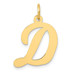 14K Yellow Gold Large Script Initial Letter D Charm Pendant - (B13-185) 14K Yellow Gold Large Script Initial Letter D Charm Pendant - (B13-185)