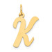 14K Yellow Gold Large Script Initial Letter K Charm Pendant - (B13-266)