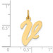 14K Yellow Gold Large Script Initial Letter V Charm Pendant - (B13-285)