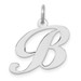 14K White Gold Medium Fancy Script Initial Letter B Charm Pendant - (B13-477)