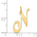 14K Yellow Gold Large Fancy Script Initial Letter N Charm Pendant - (B13-530)