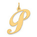 14K Yellow Gold Large Fancy Script Initial Letter P Charm Pendant - (B13-549)