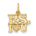 14K Yellow Gold P.S. I Love You Charm - (A83-148)