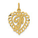 14K Yellow Gold Initial Letter F Charm Pendant - (A83-718)
