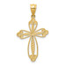 14K Yellow Gold Budded Cross Pendant 32mm length - (A84-445)