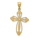 14K Yellow Gold Budded Cross Pendant 32mm length - (A84-445)