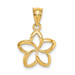 14K Yellow Gold Polished Small Cutout Plumeria Pendant - (A84-819) 14K Yellow Gold Polished Small Cutout Plumeria Pendant - (A84-819)