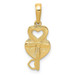 14K Yellow Gold Polished Key and Heart Shaped Lock Moveable Pendant - (A85-108)