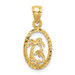 14K Yellow Gold Dolphin and Palm Tree Pendant - (A85-234)