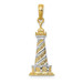 14K Yellow Gold & Rhodium Cape Hatters Lighthouse Pendant - (A85-391)