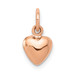 14K Rose Gold Solid Polished 3-Dimensional Medium Heart Charm - (A86-310)