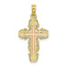 10K Two-tone Gold With Lace Trim Cross Charm Pendant - (A89-452) 10K Two-tone Gold With Lace Trim Cross Charm Pendant - (A89-452)