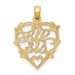 14K Yellow Gold Lil Sis In Heart Charm Pendant - (A89-986)