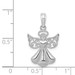 14k White Gold Polished and Textured Guardian Angel With Heart Pendant - (A90-353)