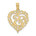 14K Yellow Gold S Script Initial In Heart Charm Pendant - (A90-488)