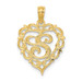 14K Yellow Gold S Script Initial In Heart Charm Pendant - (A90-488)