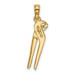 14K Yellow Gold 3-D Moveable Locking Wrench Charm Pendant - (A92-114)