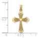 14K Yellow Gold Cut-Out Stripes Cross With Heart Charm Pendant - (A92-645)