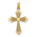 14K Yellow Gold Cut-Out Stripes Cross With Heart Charm Pendant - (A92-645)