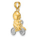 14k Yellow Gold and White Rhodium Little Boy On Bicycle Charm Pendant - (A94-266) 14k Yellow Gold and White Rhodium Little Boy On Bicycle Charm Pendant - (A94-266)