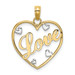 14K Yellow Gold Love In Heart With Rhodium-Plated Heart Accents Charm Pendant - (A94-349) 14K Yellow Gold Love In Heart With Rhodium-Plated Heart Accents Charm Pendant - (A94-349)