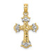 14K Yellow Gold Two-tone with Diamond-cut Fleur-De-Lis Cross Charm Pendant - (A94-423)