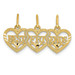 14K Yellow Gold Triple Heart Diamond-cut Best Friends Break-apart Pendant - (A83-430)