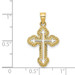 14K Yellow Gold Cutout Budded Cross Charm - (A84-526)