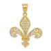 14K Yellow Gold Filigree Fleur de Lis Pendant - (A85-381)