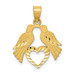 14K Yellow Gold Polished Diamond-cut Love Birds with Heart Pendant - (A85-797)