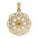 14k Yellow & Rose Gold Polished Rose In Round Filigree Charm - (A86-219)