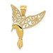 14K Yellow Gold Polished Hummingbird Pendant - (A87-217)