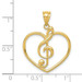 14K Yellow Gold Treble Clef In Heart Charm - (A87-433)