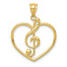 14K Yellow Gold Treble Clef In Heart Charm - (A87-433)