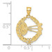 14K Yellow Gold Dart Board and Darts in Leaf Design Charm Pendant - (A90-173)
