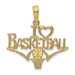 14K Yellow Gold I Heart Basketball With Ball & Net Charm Pendant - (A90-410) 14K Yellow Gold I Heart Basketball With Ball & Net Charm Pendant - (A90-410)