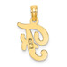 14K Yellow Gold Polished F Script Initial Charm Pendant - (A90-788) 14K Yellow Gold Polished F Script Initial Charm Pendant - (A90-788)