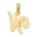 14K Yellow Gold Polished W Script Initial Charm Pendant - (A90-886)