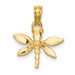 14K Yellow Gold 2-D Mini Dragonfly With Solid Wings Charm Pendant - (A91-296) 14K Yellow Gold 2-D Mini Dragonfly With Solid Wings Charm Pendant - (A91-296)