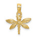14K Yellow Gold 2-D Mini Dragonfly With Solid Wings Charm Pendant - (A91-296) 14K Yellow Gold 2-D Mini Dragonfly With Solid Wings Charm Pendant - (A91-296)