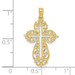 14K Yellow Gold Cut-Out Scroll Framed Cross Charm Pendant - (A92-536) 14K Yellow Gold Cut-Out Scroll Framed Cross Charm Pendant - (A92-536)